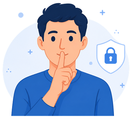 Ilustración: persona guardando confidencialidad