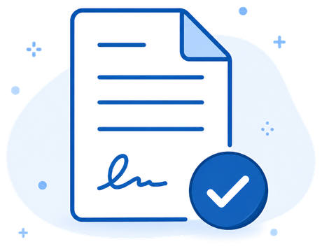 Ilustración: documento legal firmado y validado