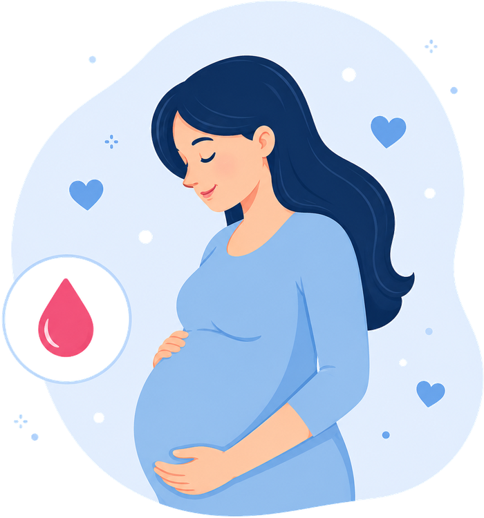 Ilustración de una mujer embarazada — prueba prenatal no invasiva